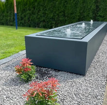 Lade das Bild in den Galerie-Viewer, 2er-Sprudelbrunnen: Wassertisch inkl. Sprudeldüsen, Oase/Pontec-Pumpe und LED-Beleuchtung aus Aluminium farbig pulverbeschichtet