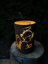 Lade das Bild in den Galerie-Viewer, Edelrost-Säule mit betendem kleinen Schutzengel