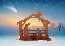 Lade das Bild in den Galerie-Viewer, Edelrost-Krippe in 3D-Aufbau, wunderschöne Außendeko