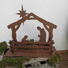 Lade das Bild in den Galerie-Viewer, Edelrost-Krippe in 3D-Aufbau, wunderschöne Außendeko
