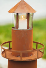 Lade das Bild in den Galerie-Viewer, Edelrost-Leuchtturm ca. 116 cm hoch (wahlweise mit oder ohne Lampenfassung) für maritimes Flair