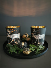 Lade das Bild in den Galerie-Viewer, Modernes Windlichtglas mit schwarz, silber und gold in zwei Größen