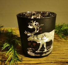 Lade das Bild in den Galerie-Viewer, Modernes Windlichtglas mit schwarz, silber und gold in zwei Größen