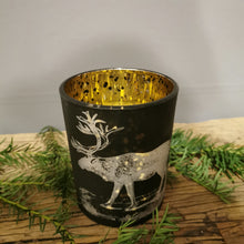 Lade das Bild in den Galerie-Viewer, Modernes Windlichtglas mit schwarz, silber und gold in zwei Größen