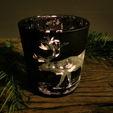 Lade das Bild in den Galerie-Viewer, Modernes Windlichtglas mit schwarz, silber und gold in zwei Größen