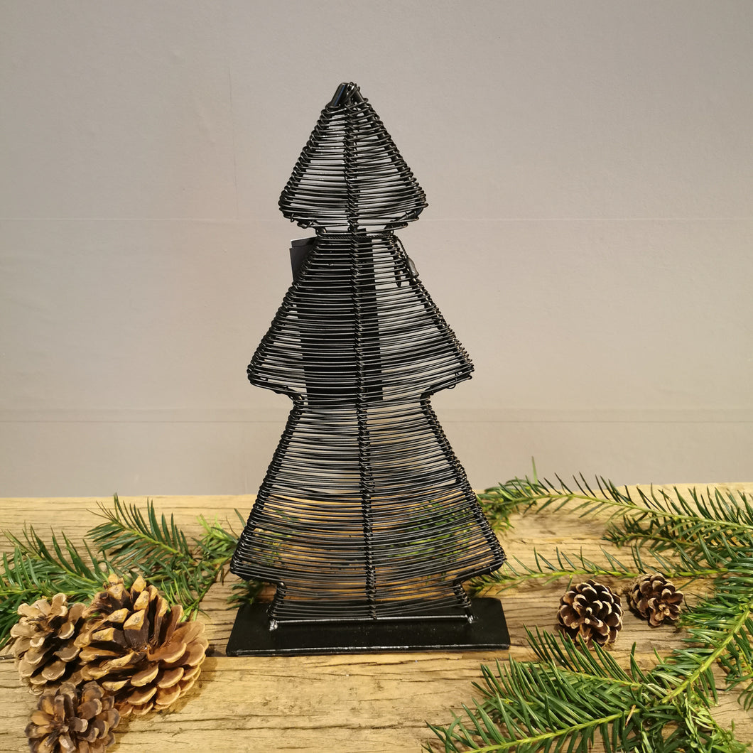Stylischer Weihnachtsbaum aus Metall in Schwarz in zwei Größen